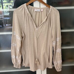 Belle by Kim Gravel Santorini Fantasy Embroidered Top - Sandbar